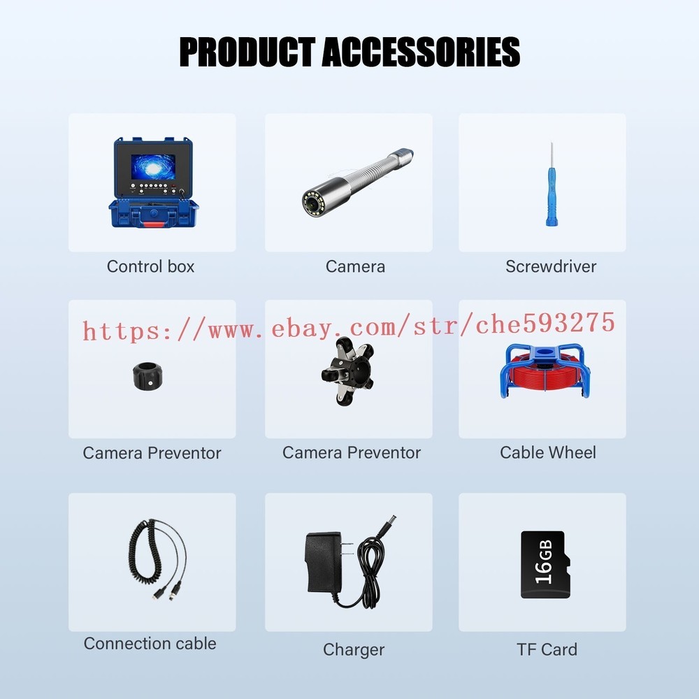 Sewer Inspection Camera with Meter Counter Pipe Drain Camera Self Leveling DVR