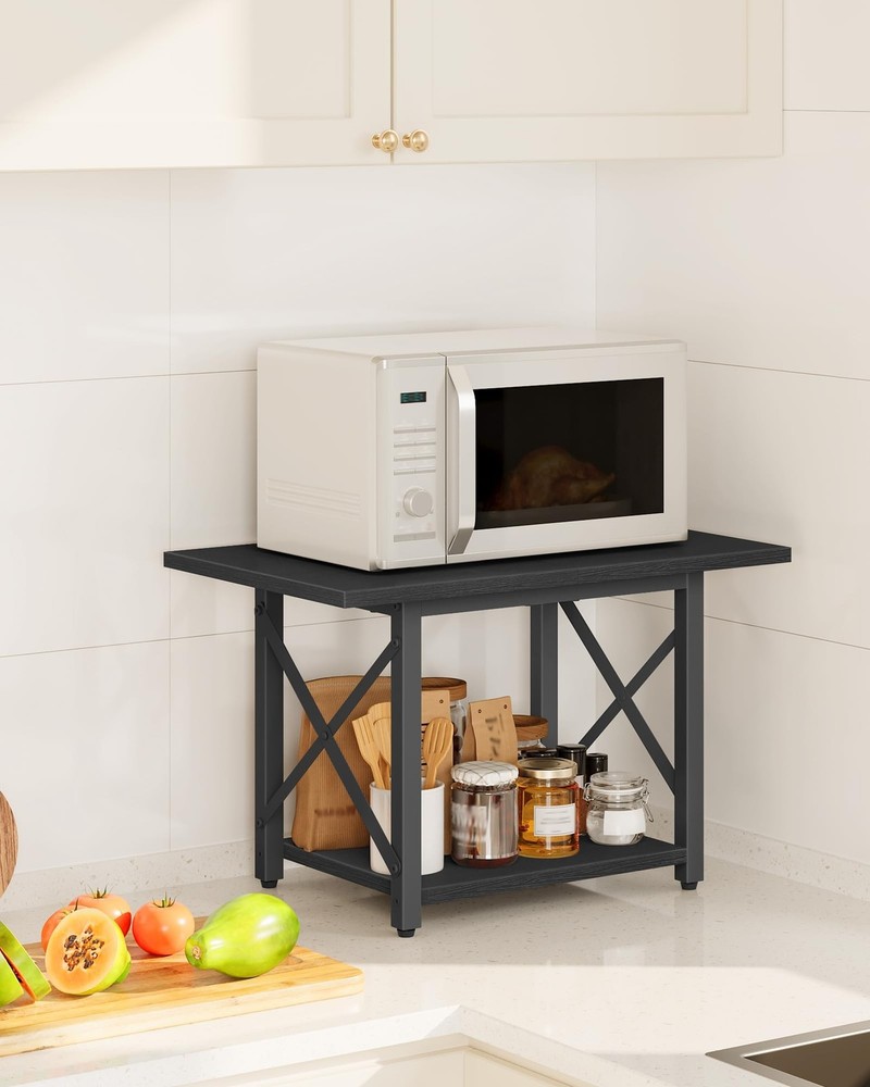 23.6" Under Desk Printer Stand, 2-Tier Printer Table with Wheels Adjustable F...