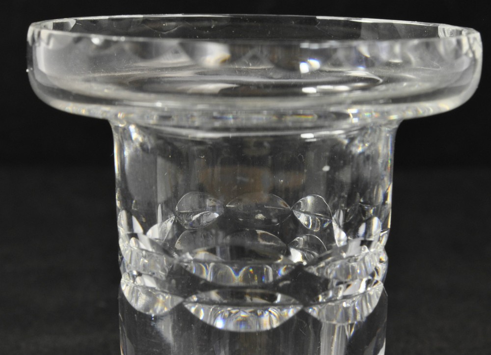 Webb Corbett crystal candlesticks with original stickers