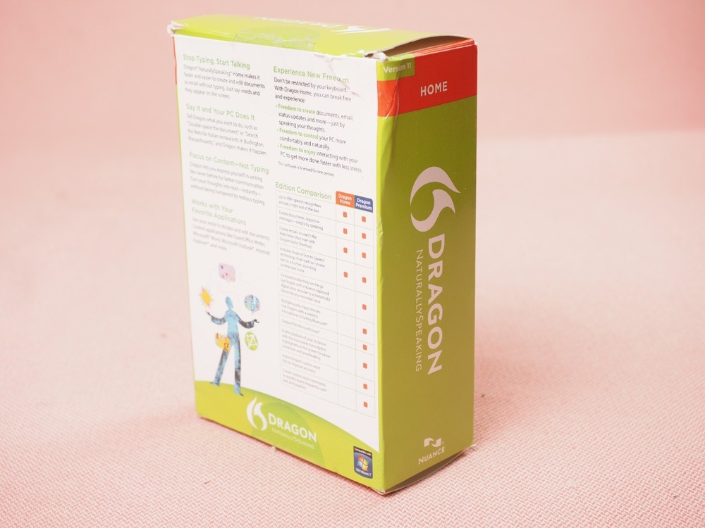 Dragon Naturally Speaking Home Version 11 Speech Recognition Software w/Head Set