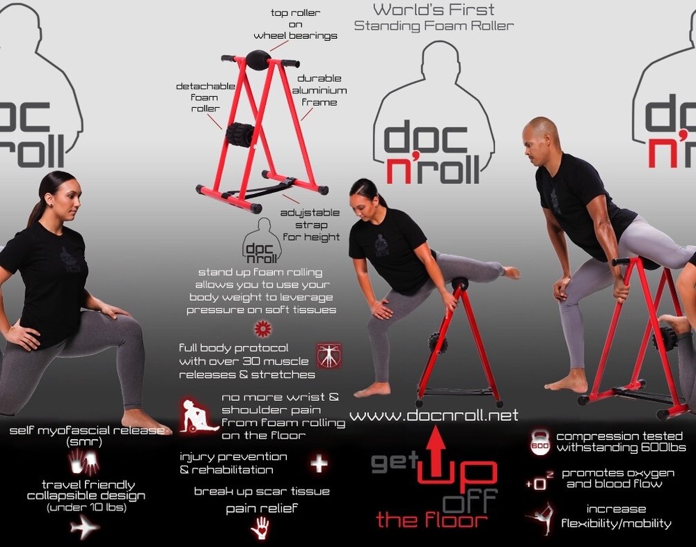 New Doc N Roll Deep Tissue Stand Up Foam Roller Massager 
