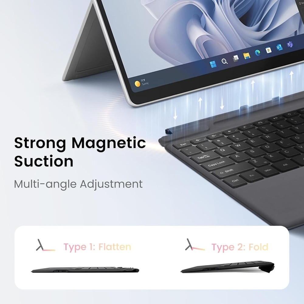 Surface Pro 7 Keyboard, 7 Color Backlight Wireless Keyboard for Microsoft Surfac