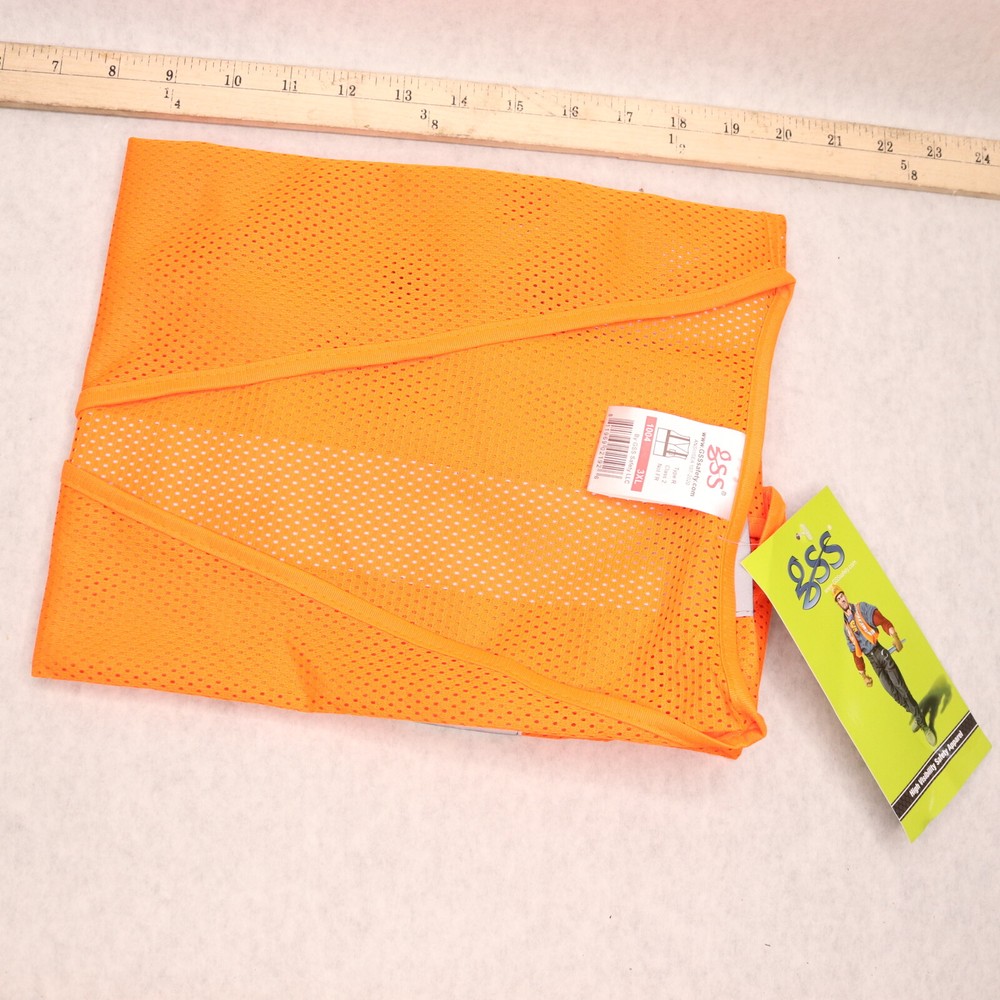 GSS Standard Hook & Loop Mesh Safety Vest w/ 2 Pockets Class 2 Orange M