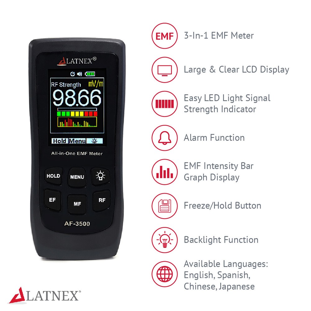 Multi-Field EMF Meter AF-3500: RF Strength/ Electromagnetic Radiation Detector