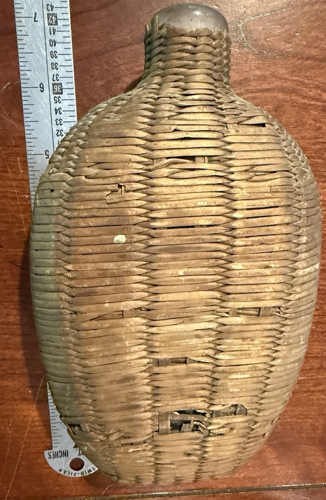 Vintage Wicker Bottle 1800s