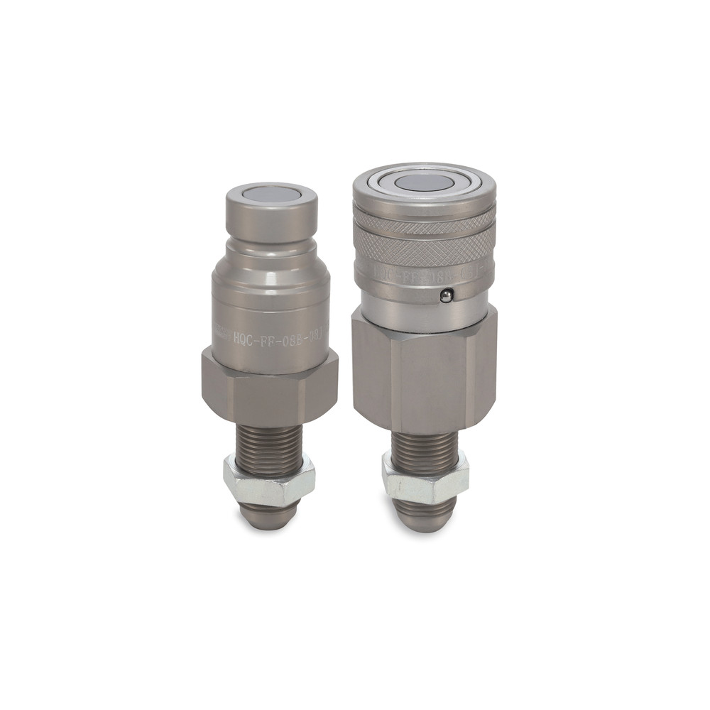 1/2″ Flat Face Hydraulic Quick Couplers Set - 1/2″ JIC Thread Bulkhead Mount