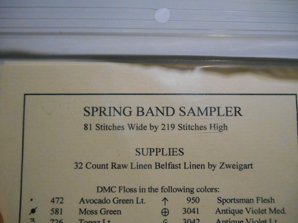 M Designs Counted Thread Pattern Chart SPRING BAND SAMPLER NR#04