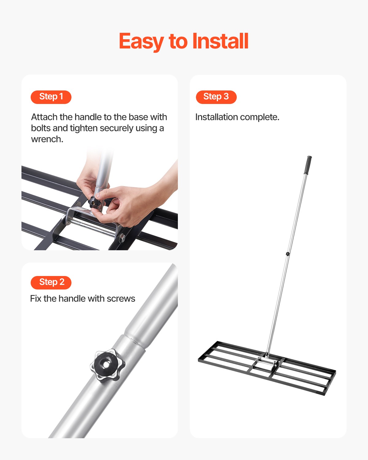 10x36in Lawn Leveling Rake Heavy Duty 83.9in Adjustable Handle for Yard & Garden