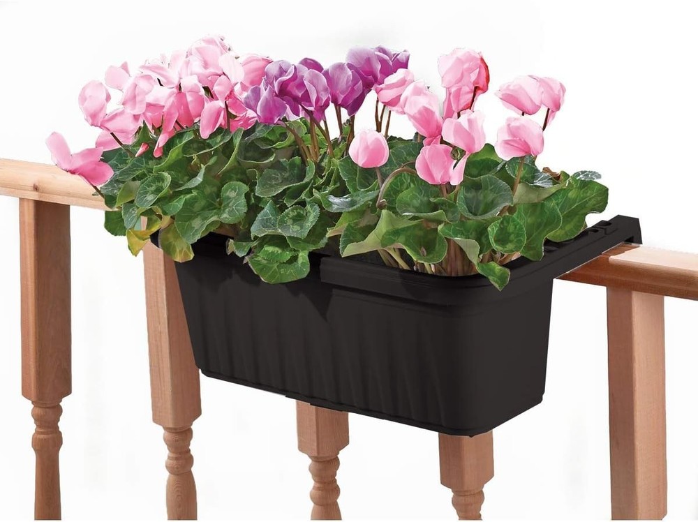 24" Adjustable Railing Planter, Black