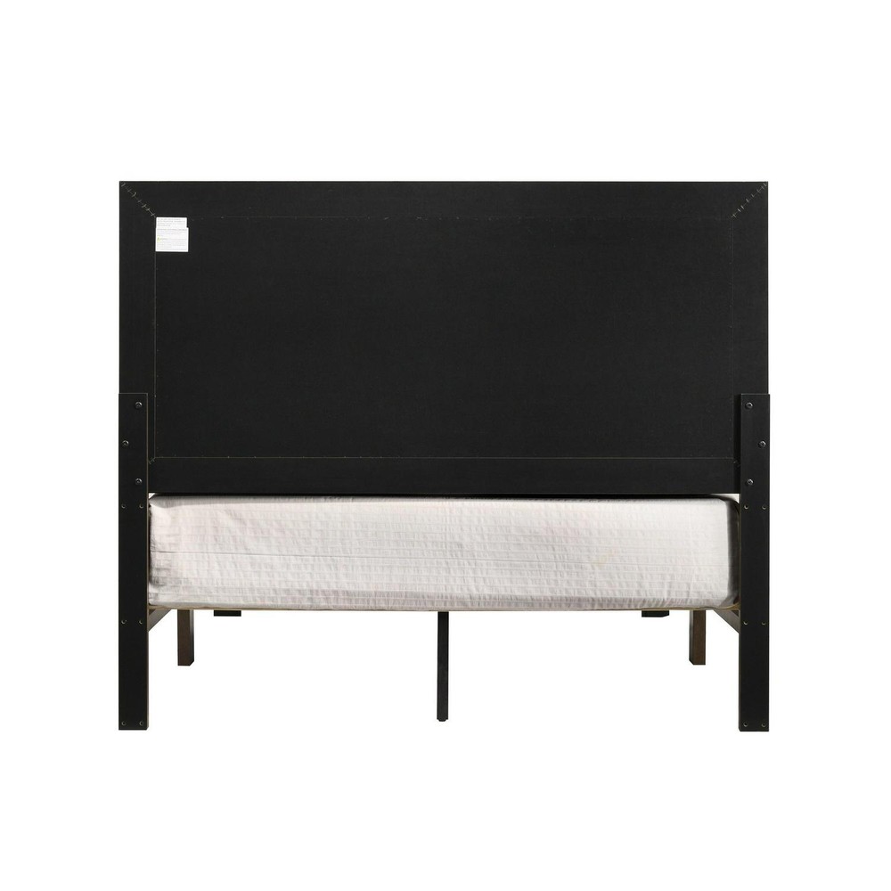 Bed - Walnut Finish Solid Wood Panel Platform Bed - QUEEN