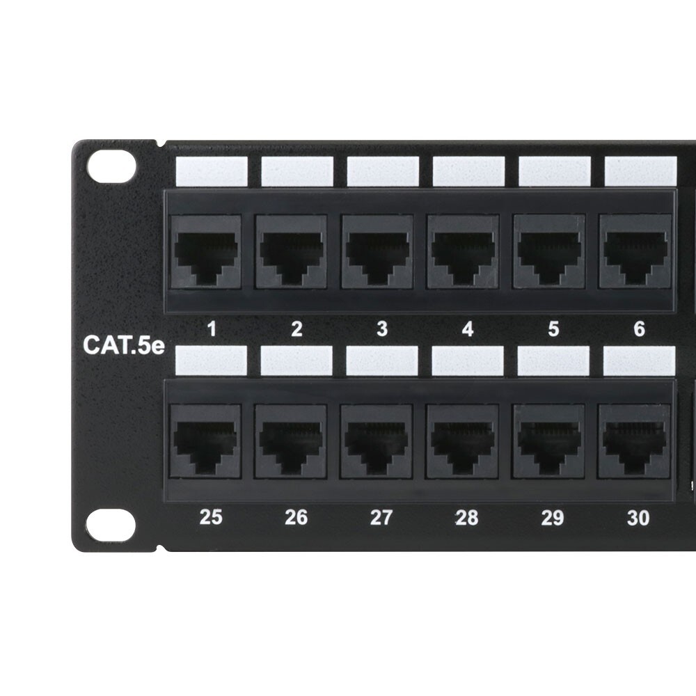 Construct Pro 48-Port Cat5e Rack Mount Patch Panel (19” / 2U, RoHS Approved)