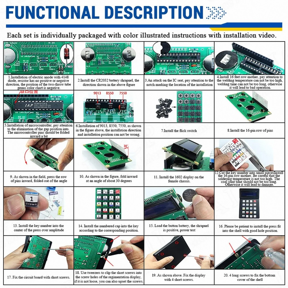 DIY Calculator Kit with LCD Display Module for Soldering Training