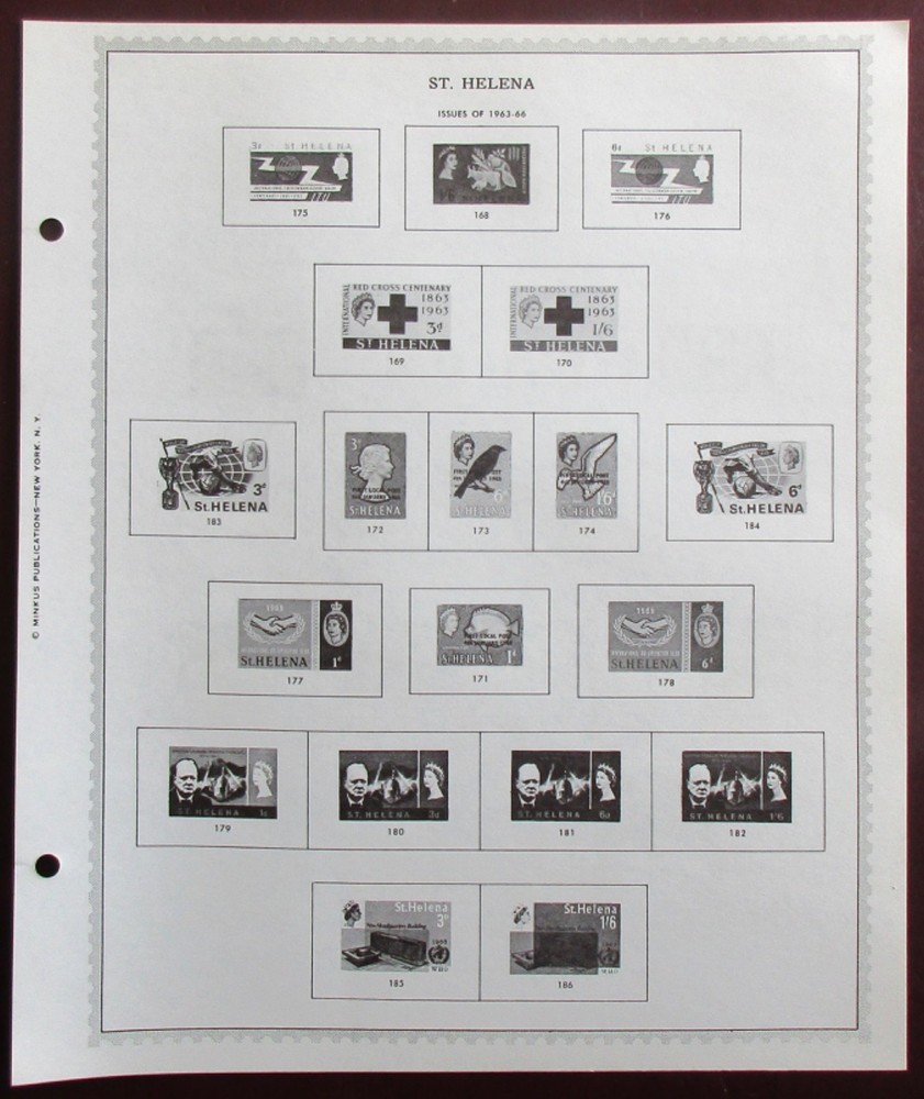 St. Helena: Clean Set of Unused Minkus Supreme Global Pages to 1968