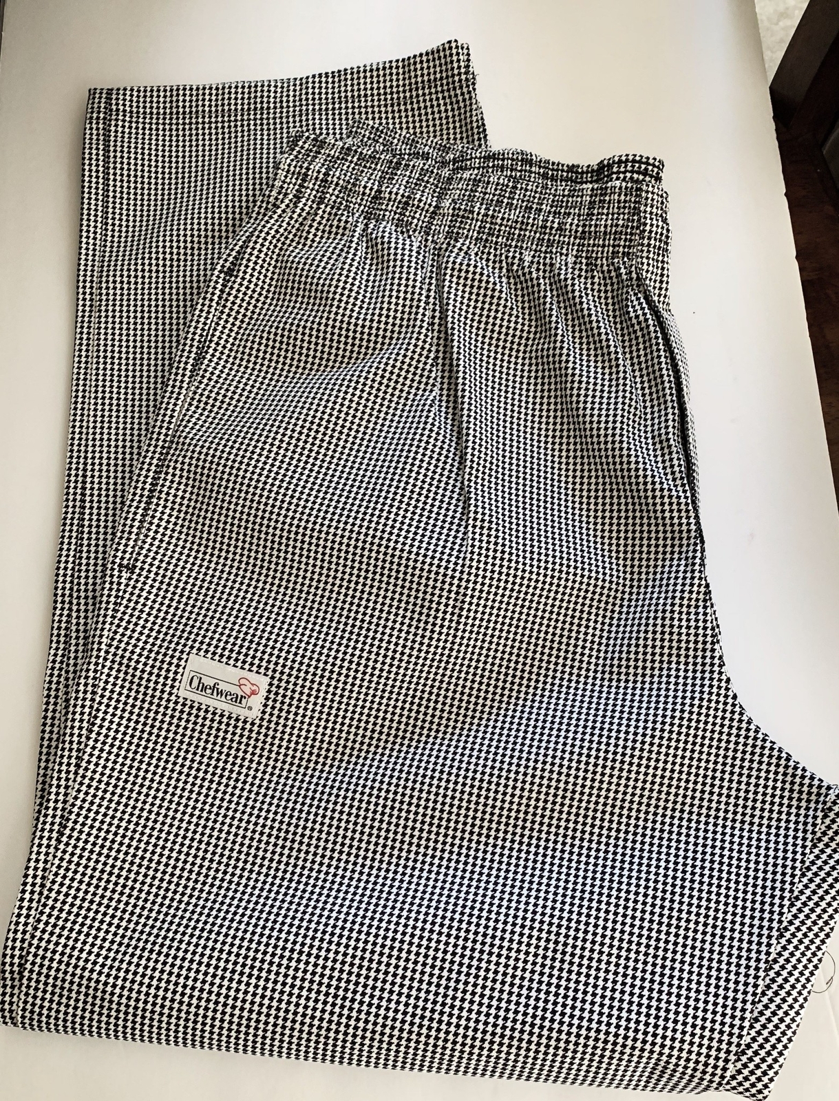Chefwear CHEF PANTS XL NEW Black & White Houndstooth Print COOK Culinary Uniform