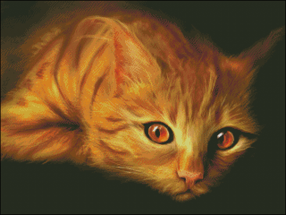 Chart Needlework Crafts DIY Counted Cross Stitch Pattern-14 ct Golden Cat