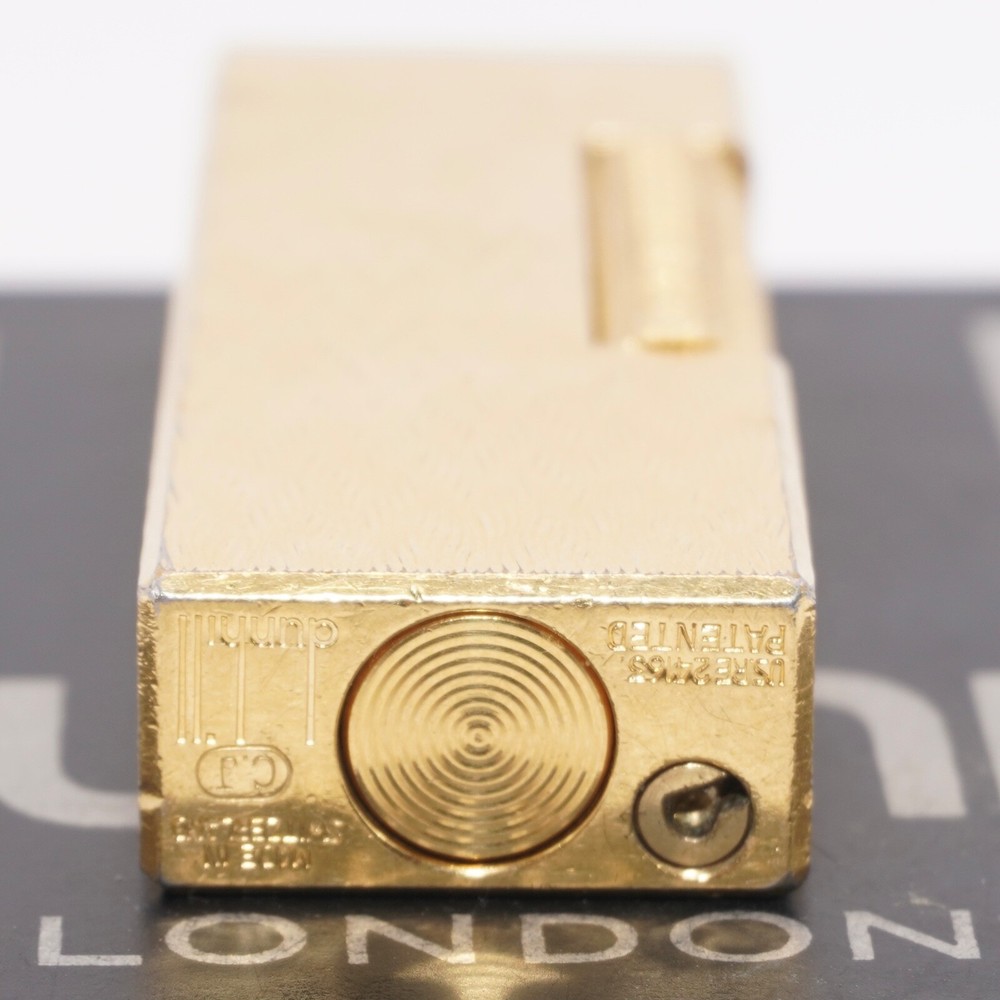 Dunhill Rollagas Lighter Gold CHEVRON Pattern-Ultrasonically cleaned_Working