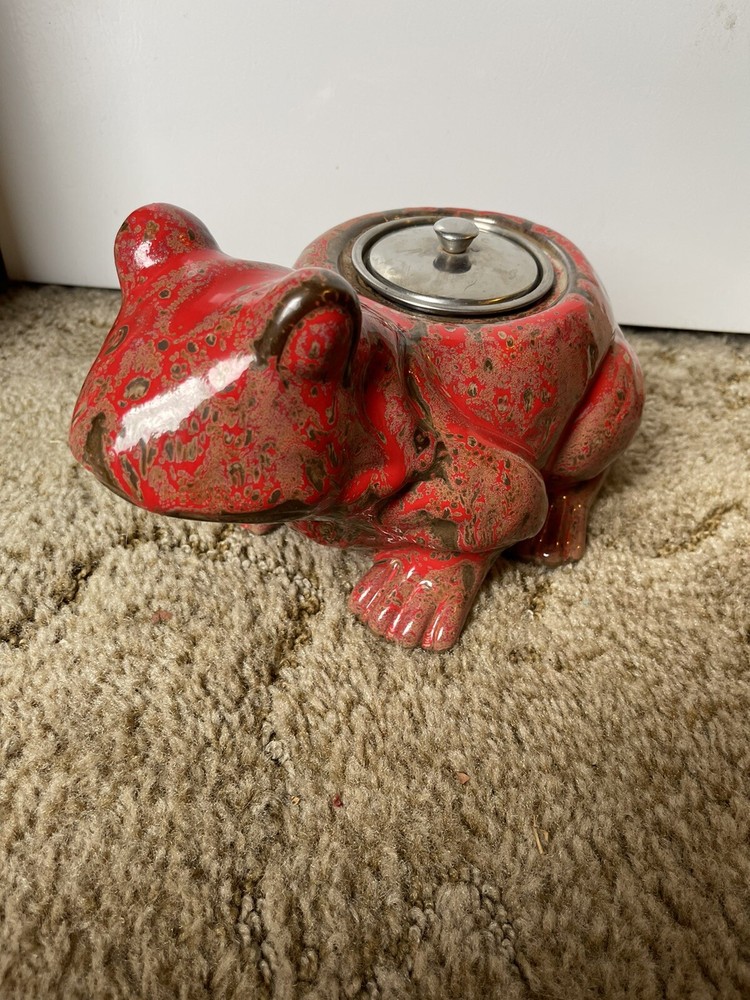 Ceramic Frog - Clean Burn Tabletop Torch - Red & Brown