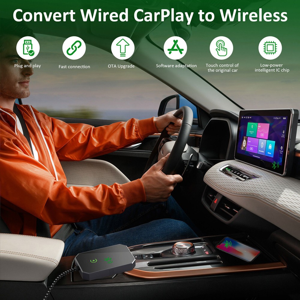 2in1 Wireless CarPlay Adapter Android Auto Car Auto Navigation Player USB Dongle