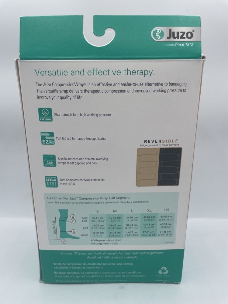 Juzo 6000 20-60 mmHg Compression Wrap-Calf Segment-Long-Extra Large REVERSIBLE