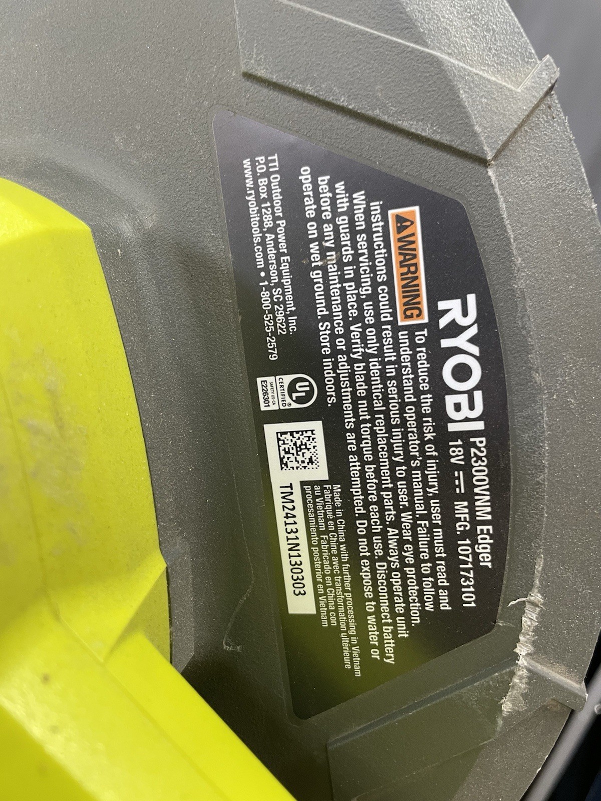 Ryobi P2300A 18-Volt Lithium-Ion Cordless Edger (Tool-Only)USED