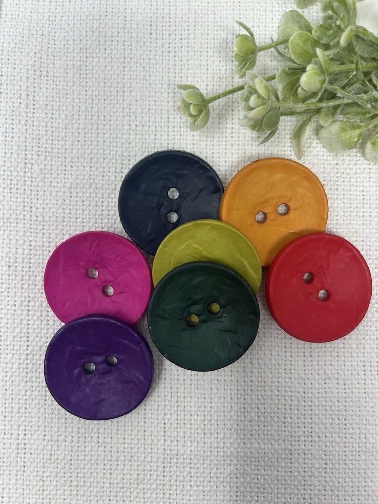 Textured Sewing Buttons 1.5” Multicolor Two Hole Mix & Match - 6 Pack