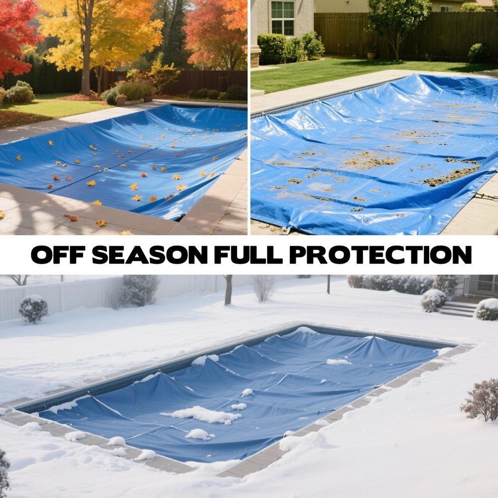 16 x 32 Ft Pool Leaf Net Cover- Thicken Rectangle Leaf Netting for Inground a...