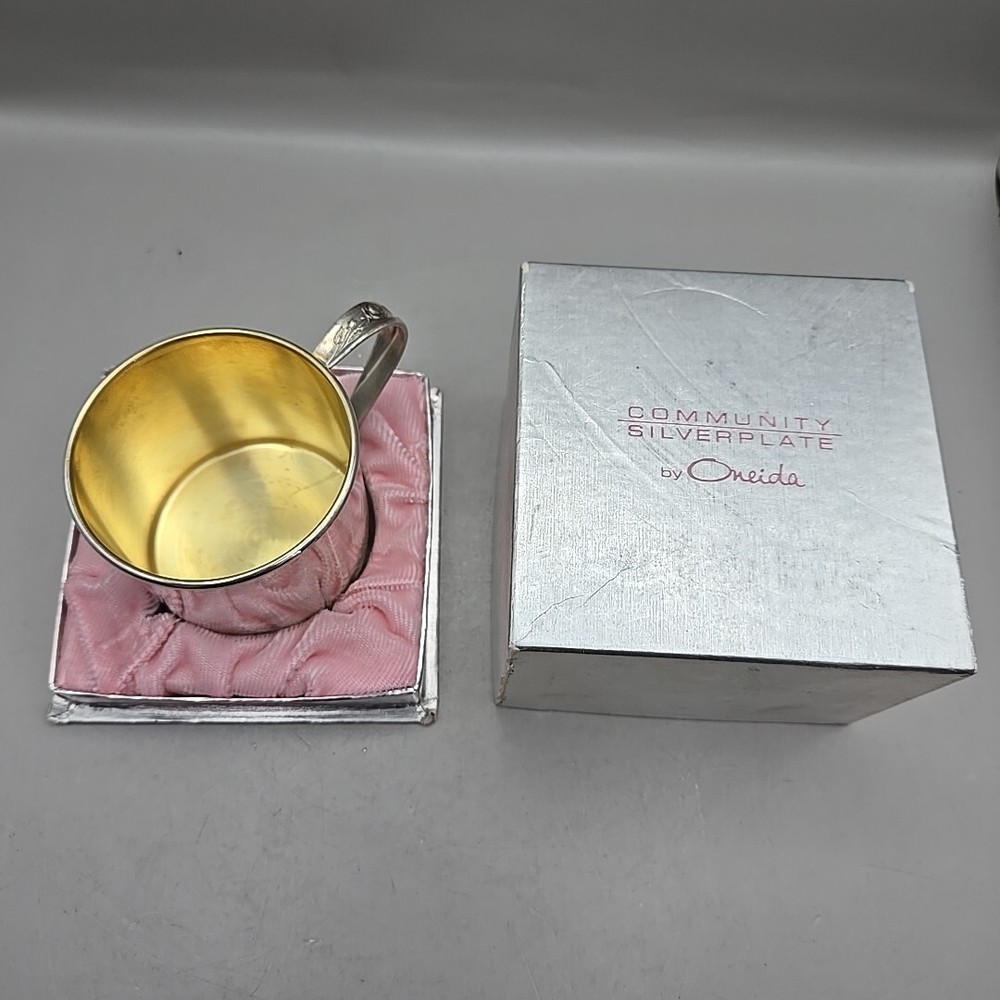 Oneida Community Silverplate Rose-Handle Small 2.5" Silver Cup In Original Box