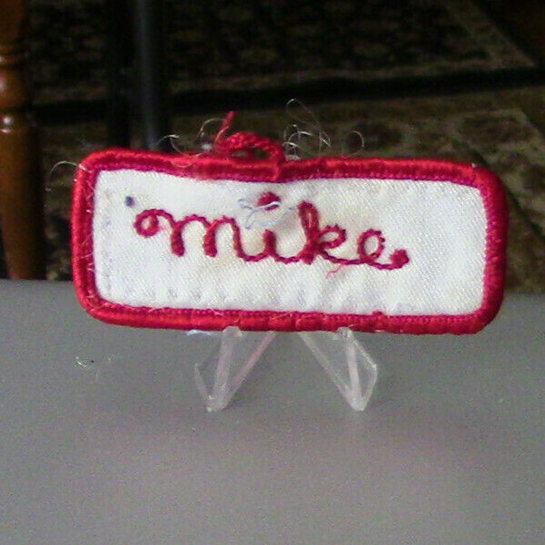 Uniform, Name Patch:MIKE (White Background/Red Outline & Letters)
