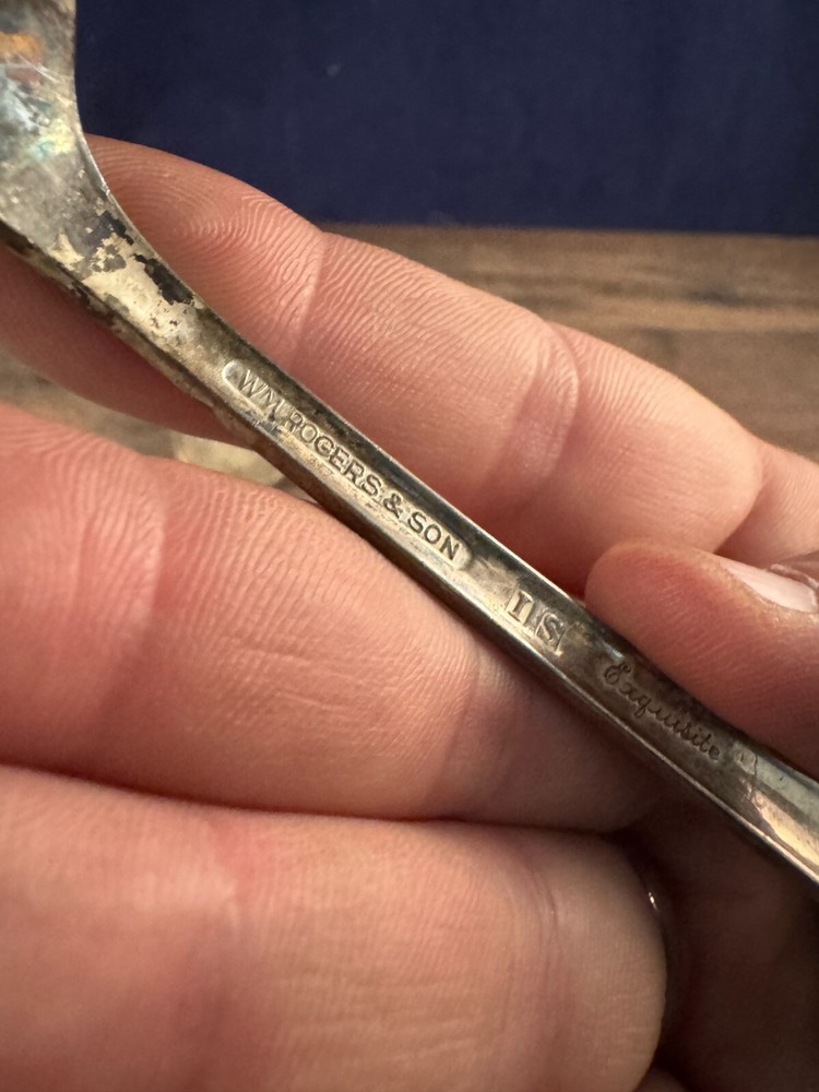 Lot of 2 Dinner Spoons Wm Rogers & Son Exquisite Pattern Silverplated