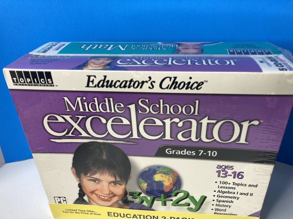 Vintage Educator's Choice Middle High School Math and Excelerator PC CD ROM NOS