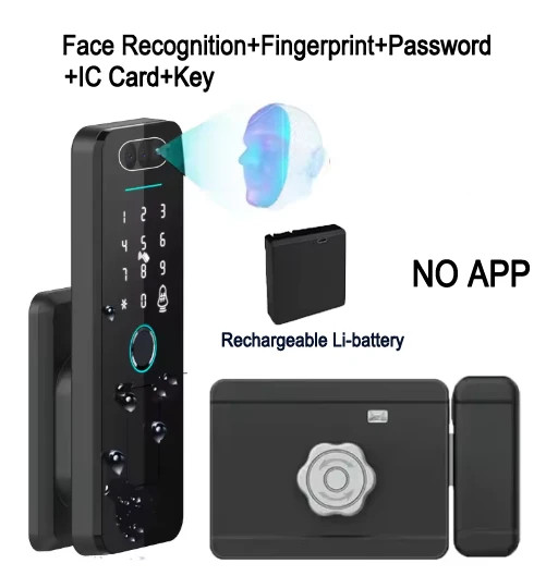 Rechargeable 3D Face Recognition Tuya Wifi Waterproof Smart Lock Digital Passcod