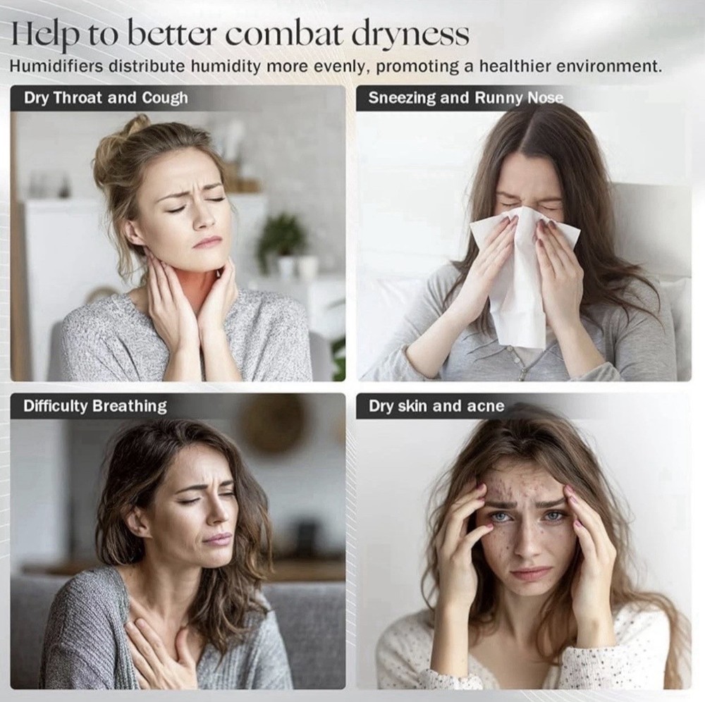 Bedside Evaporative Humidifier w/ Remote 2.5L Night Light, Adjustable, Timer