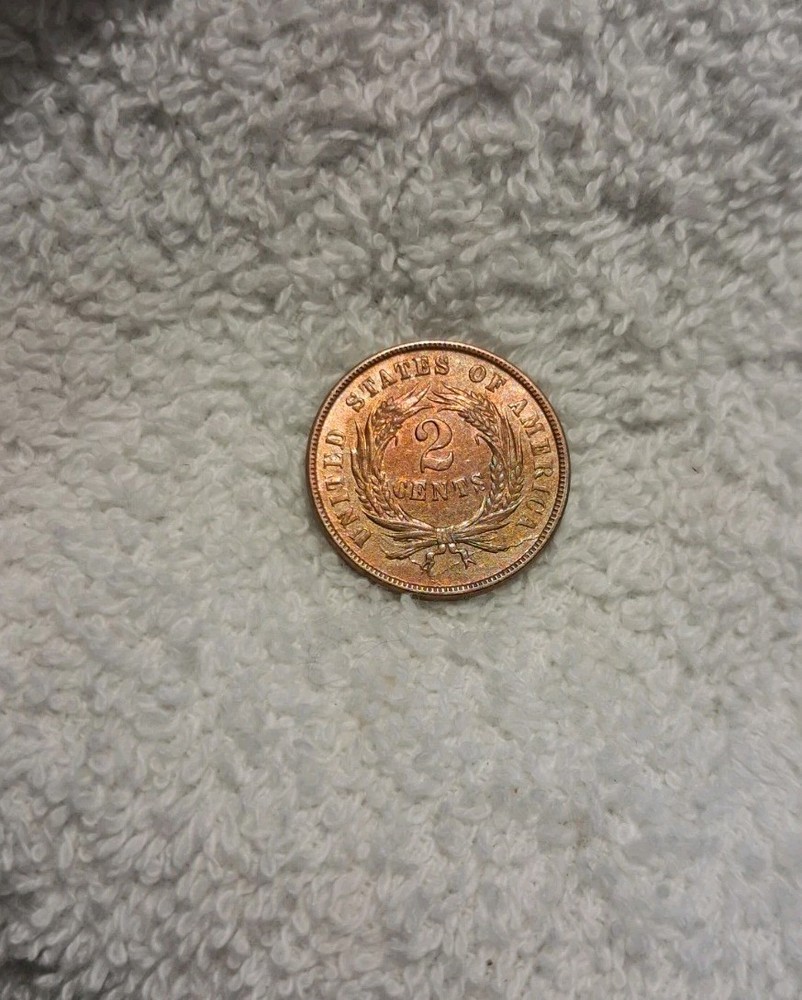 1865 2C Two Cent Piece Choice Red/Brown