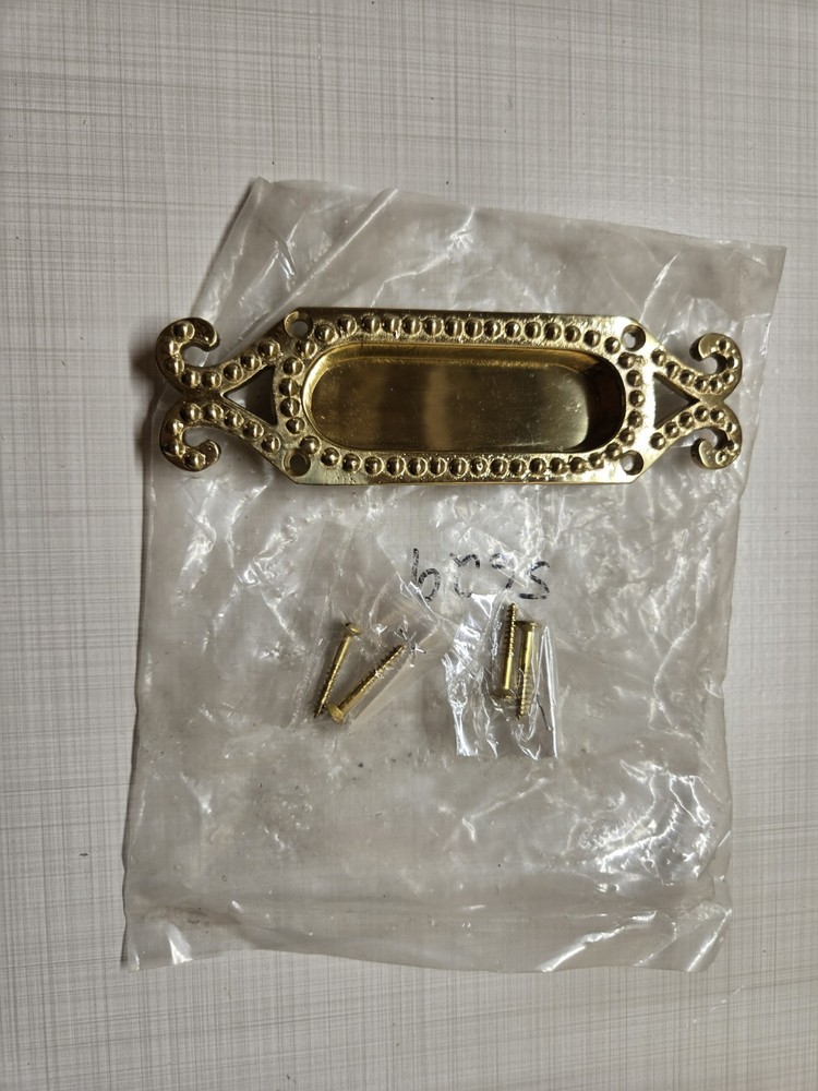Solid Brass antique flush pull in polished brass with screws