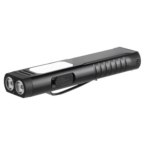 Rechargeable EDC Flashlight with Sound Beeper, Portable Flat Pocket Black