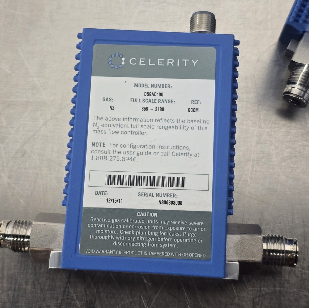 Celerity IN2 Mass Flow Controller DSSAD100 Gas N2 Full Scale Range 859-2188 SCCM