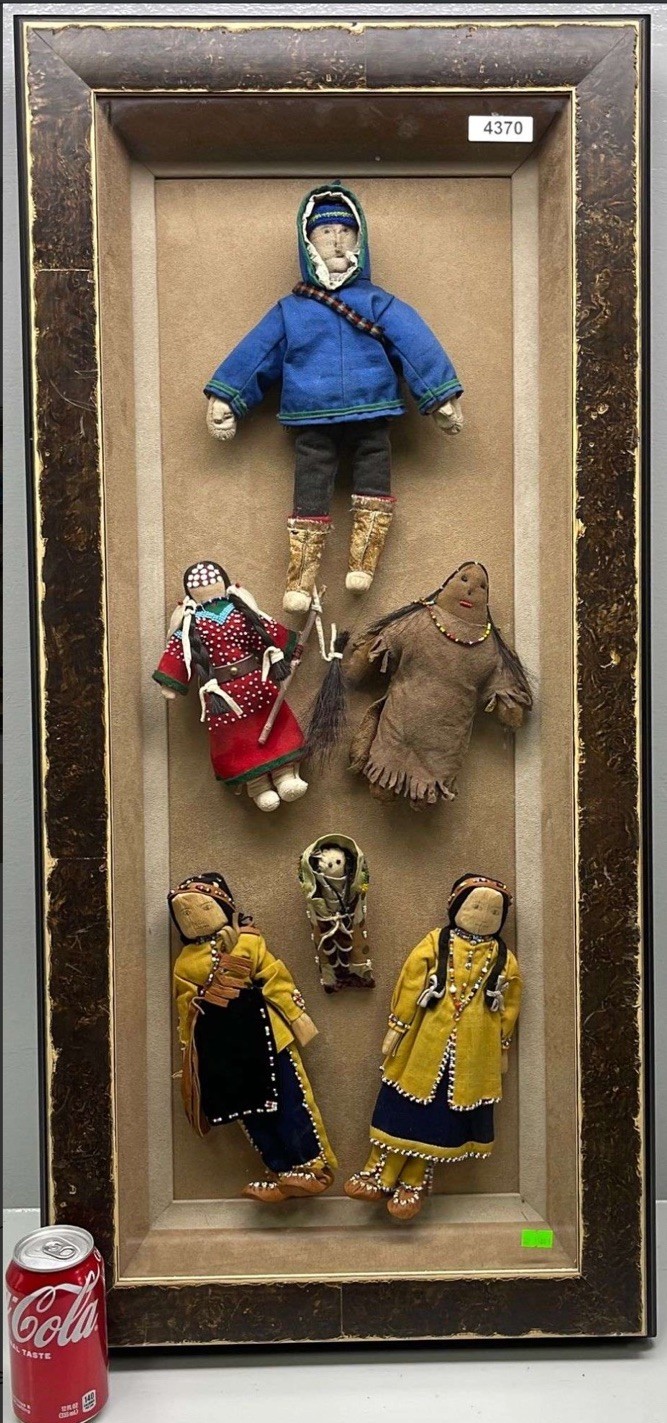 Native American dolls in shadowbox Kachina Indian Lot Collection Display Tribe