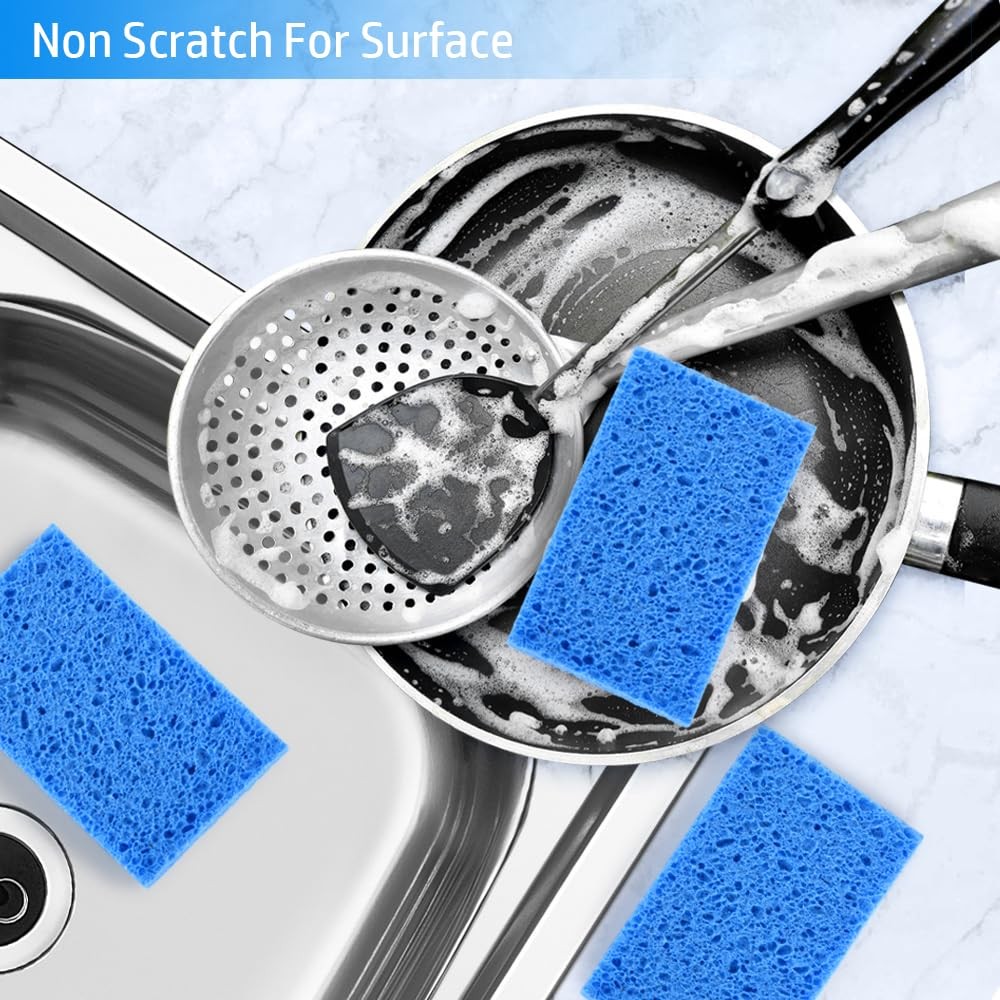 4PCS Compressed Kitchen Sponges for Household Use Zero Scratch Scrub Dish Sponge