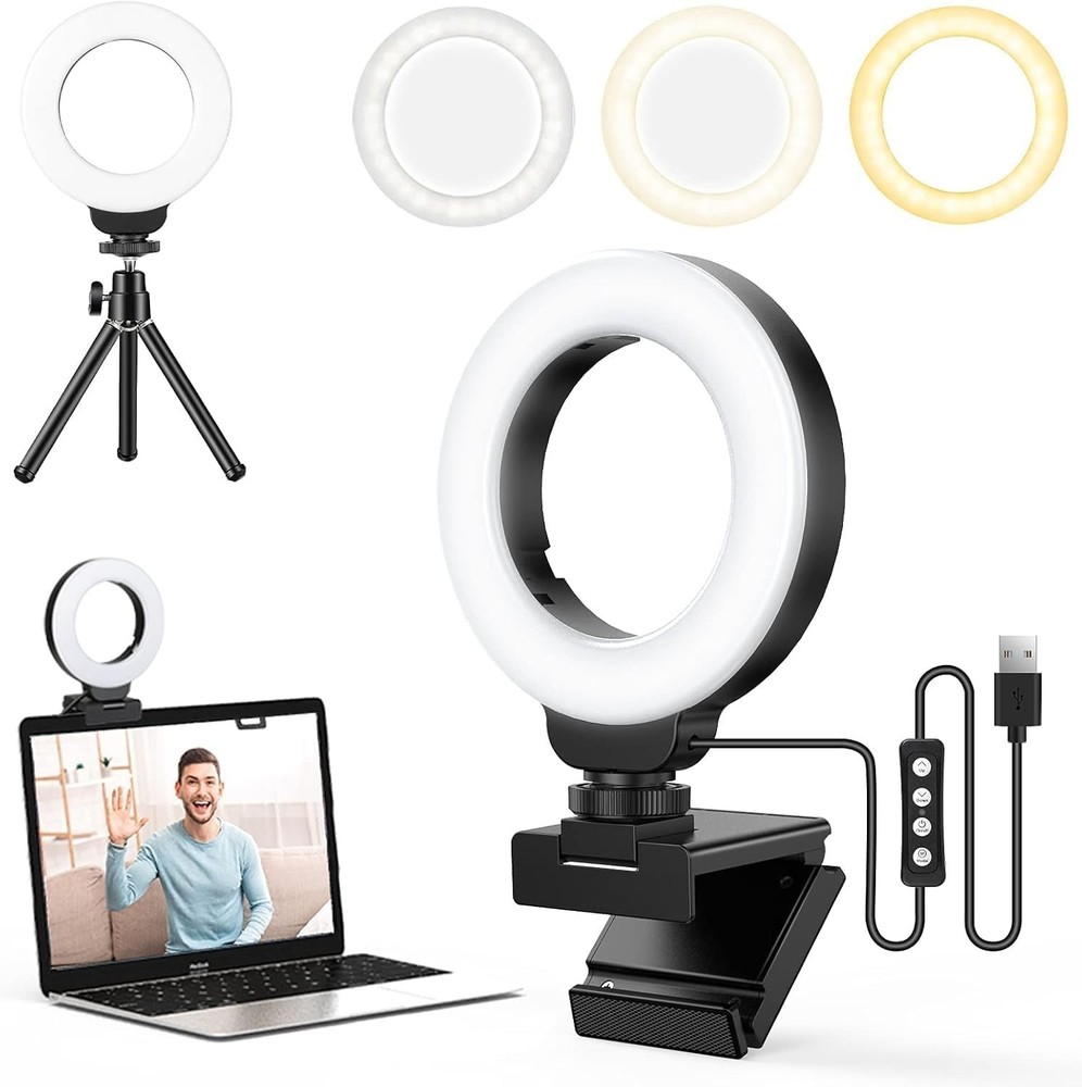 Compact USB Ring Light with Tripod – Perfect for Video Conferencing & Selfies