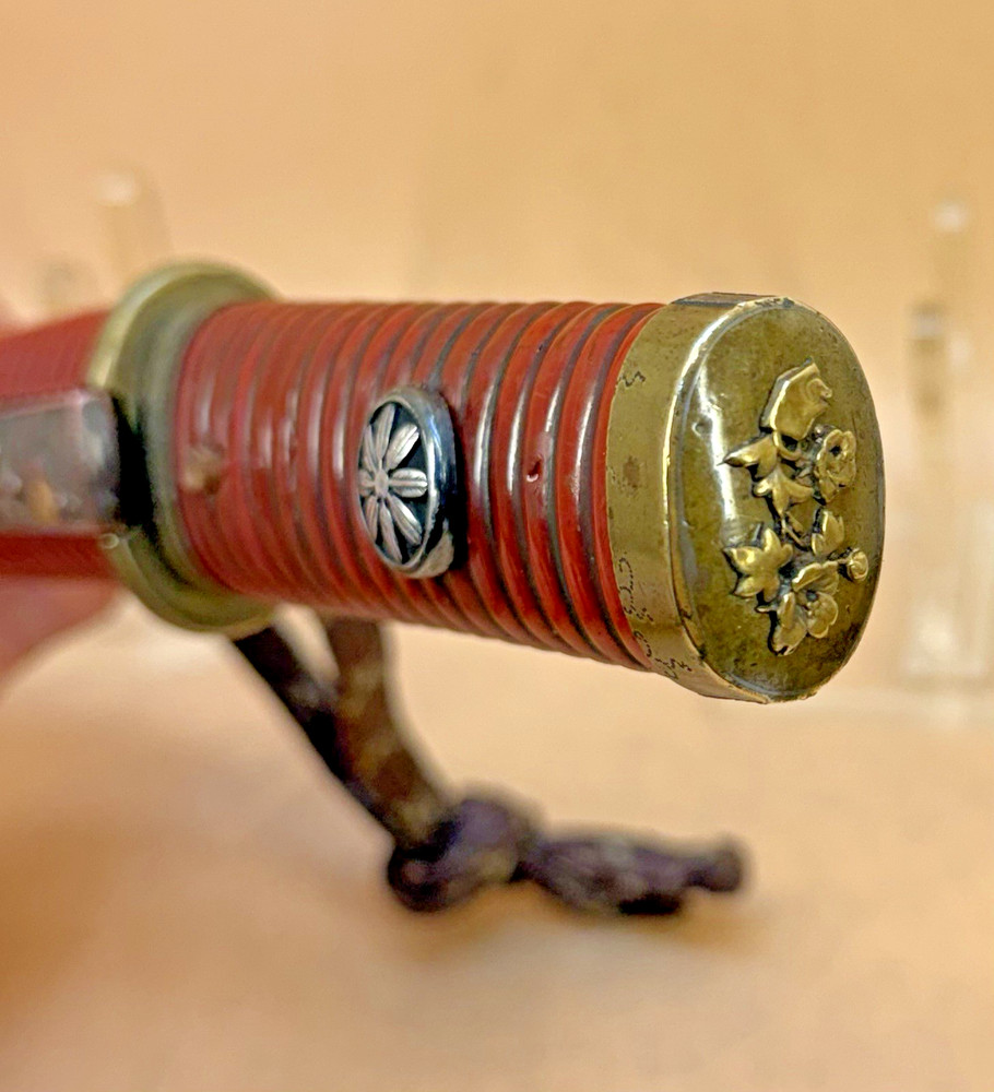 Japanese Edo Red Lacquer Tanto, Signed Blade & Complete Fitting Set