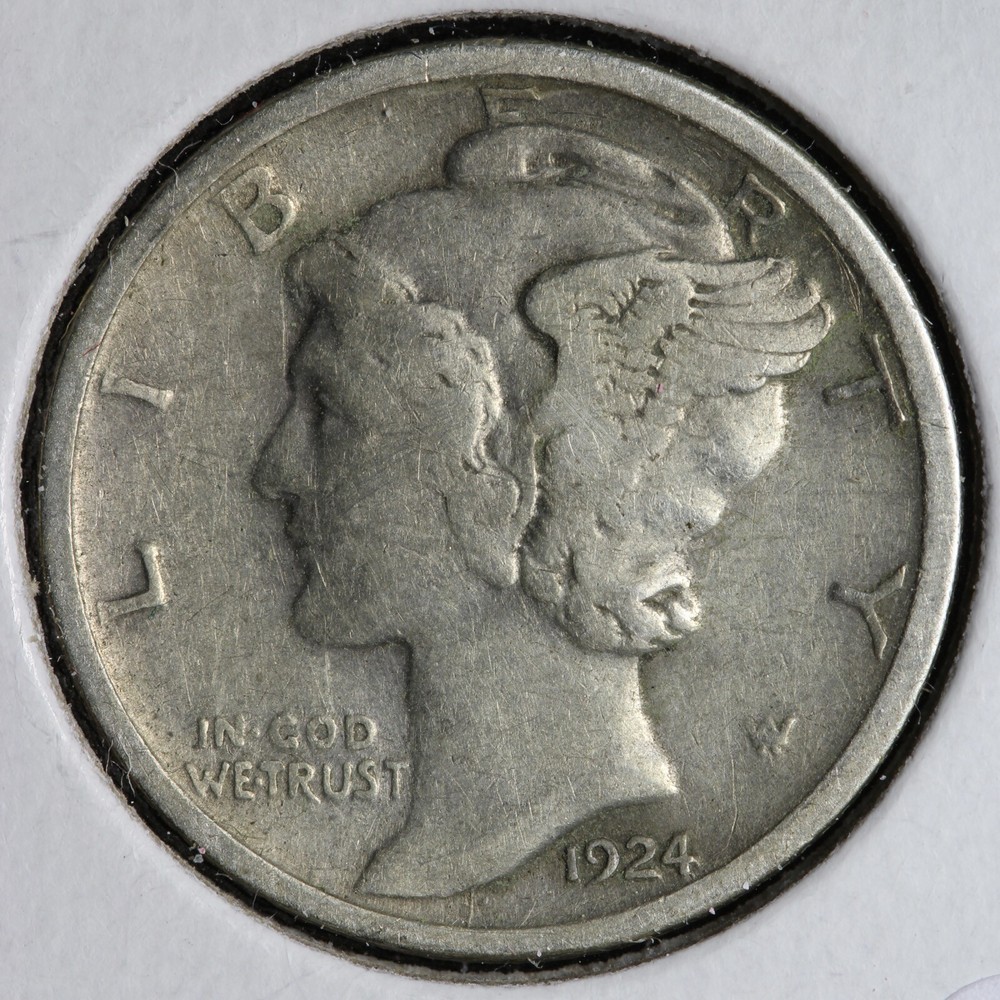 1924-D Mercury Silver Dime VF E190 DGCP