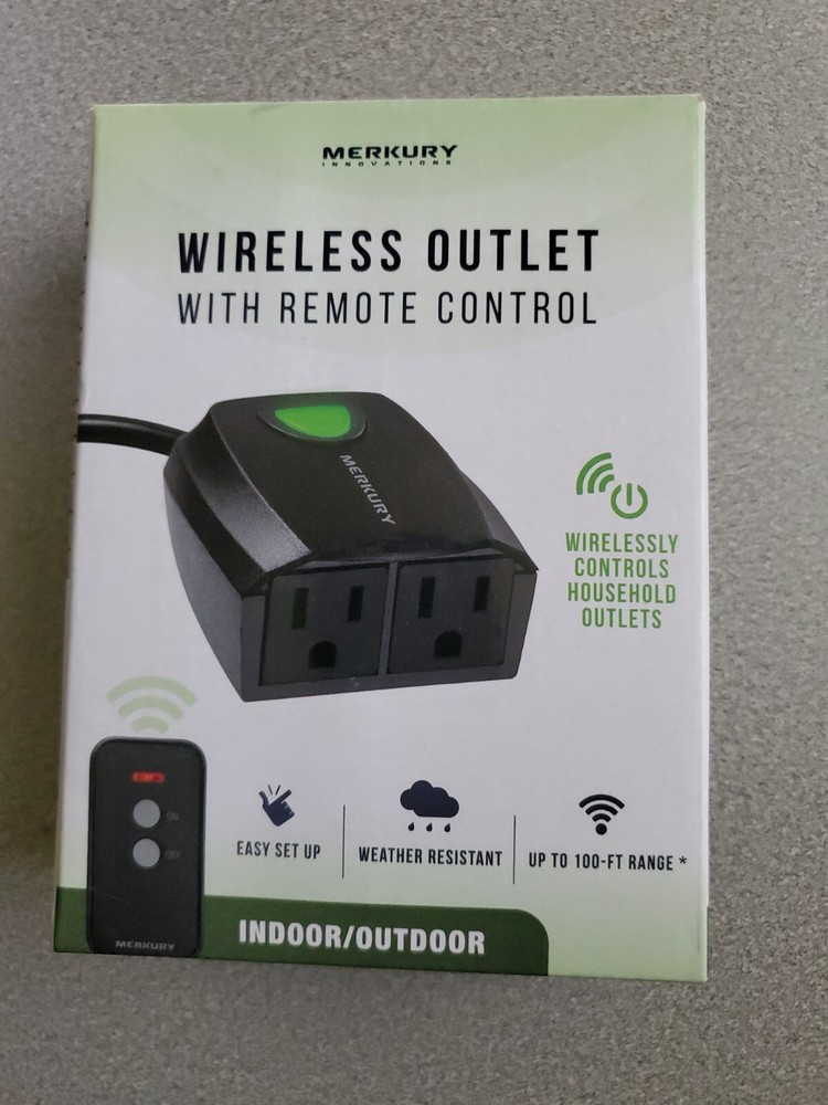 Merkury Outdoor Wireless Remote Control Outlet Switch Plug In Weatherproof