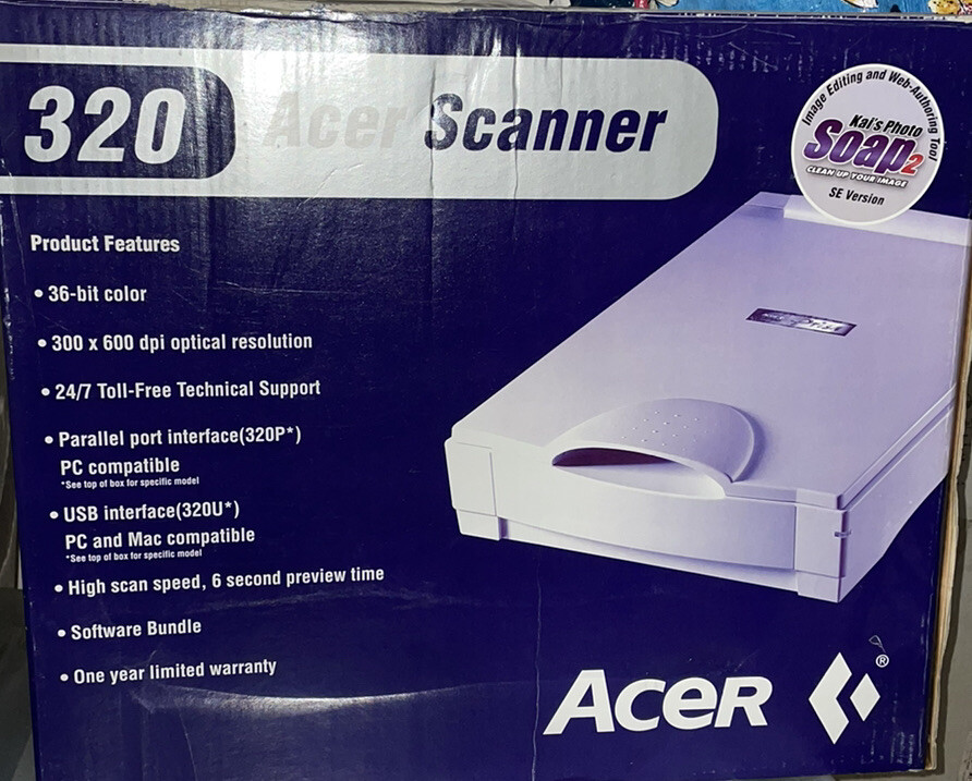 Rare 320p flatbed acer scanner model 6687