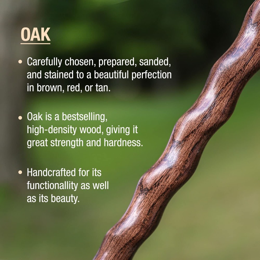 Brazos Handcrafted Twisted Oak Walking Stick, Backpacker Handle, 58in