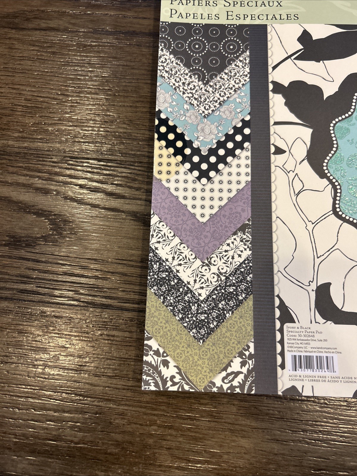 K & Company Scrapbook Glitter Specialty Paper Pad 48 Sheets 12x12 Ivory Black