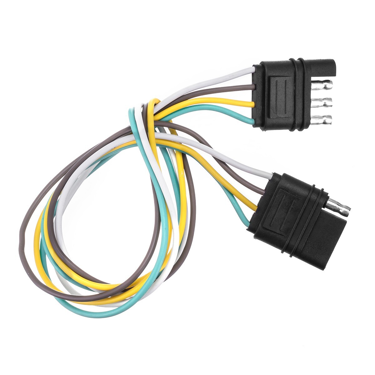 2X 4-Pin Plug Trailer Light Wiring Harness Extension 18 AWG Flat Wire Connector