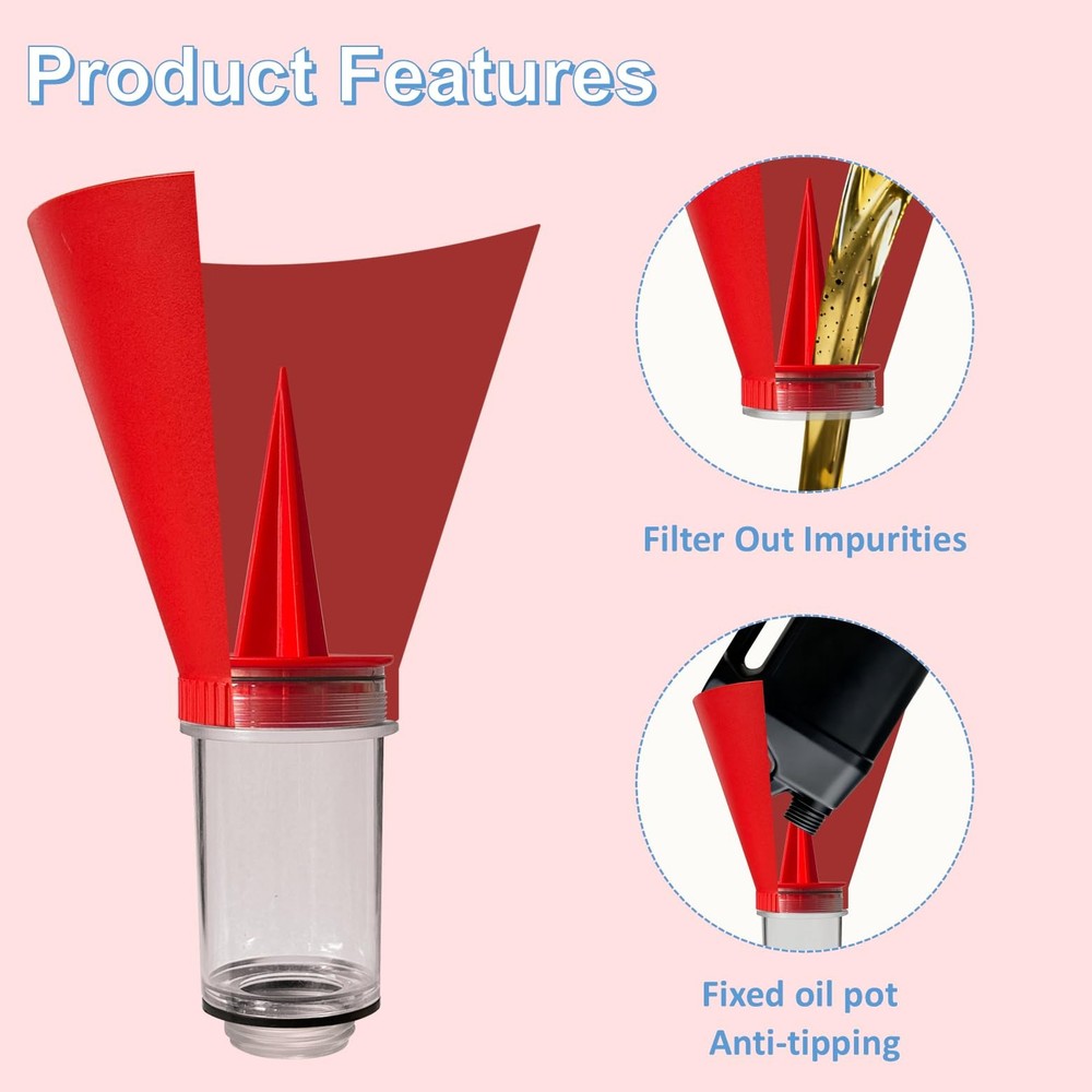 Threaded Oil Funnel with Filter Screen for Toyota, Engine Change Tool Red