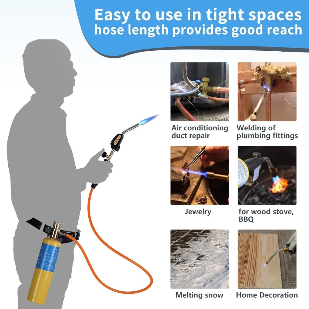 High-Temperature Propane Torch Kit with Self-Ignitor and Flow Adjustment Knob