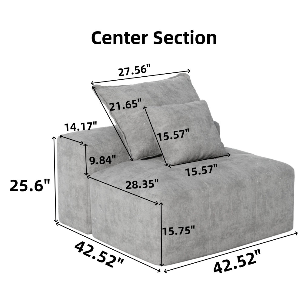 Modern Oversized Sectional Sofa, No Assembly, Chenille Fabric, 30+ Combos