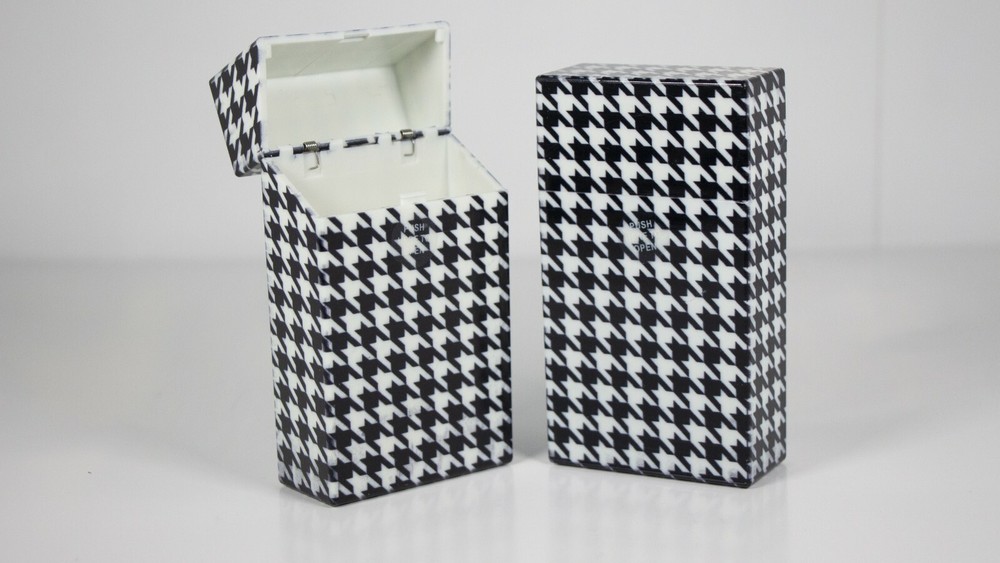 12 Assorted Black & White Push Open Cigarette Case Pack Holders for King Size